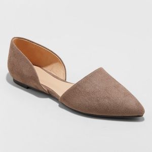 Women's Microsuede Pointed Two Piece Ballet Flats